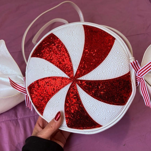 Red and White Peppermint Crossbody Bag - Picture 2 of 3
